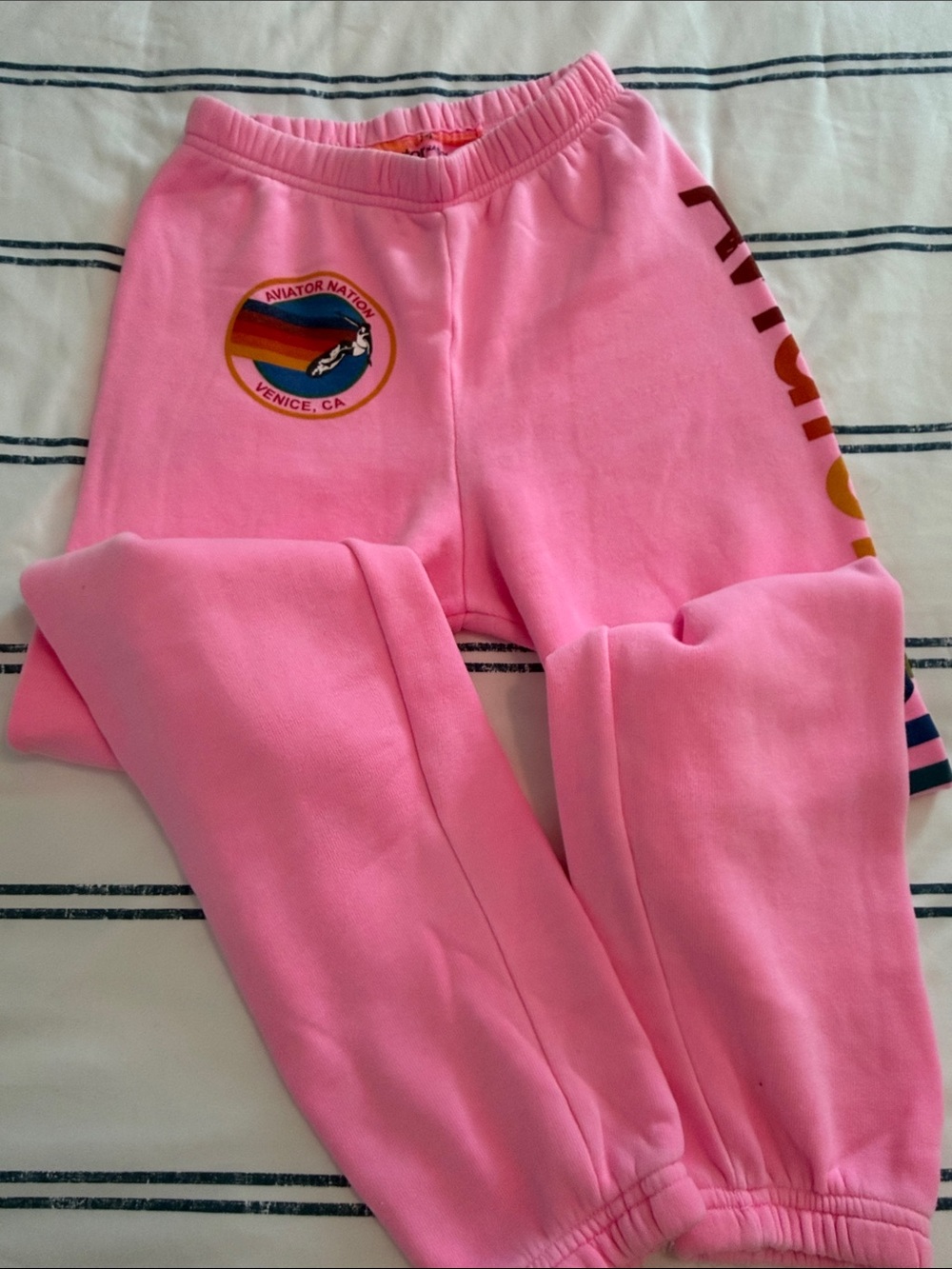 Aviator Nation Kids Pink Logo Joggers worn Once